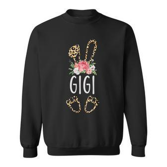Floral Leopard Gigi Bunny Gift Happy Easter Mothers Day Sweatshirt | Mazezy