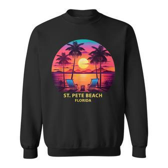 Florida St Pete Beach Colorful Palm Trees Beach Sweatshirt | Mazezy