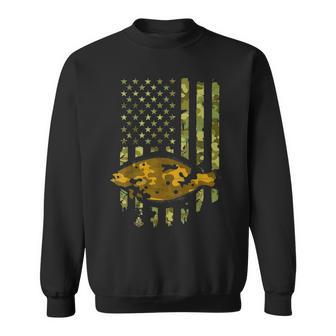 Fluke Fishing Gift American Flag Camouflage Flounder Sweatshirt - Seseable