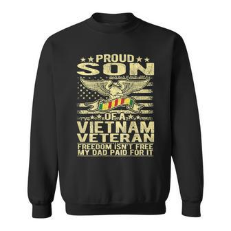Freedom Isnt Free - Proud Son Of A Vietnam Veteran Ribbon Men Women Sweatshirt Graphic Print Unisex - Seseable