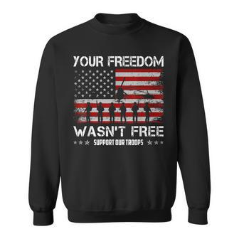 Freedom Support Our Troops Military Graphic American Flag Sweatshirt - Seseable