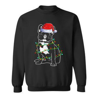 French Bulldog Christmas Dog Mom Dad Christmas Lights Men Women Sweatshirt Graphic Print Unisex - Seseable