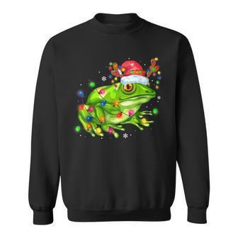 Frog Christmas Lights Tree Funny Santa Hat Merry Christmas Men Women Sweatshirt Graphic Print Unisex - Thegiftio UK