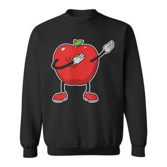 Fröhlicher Apfel Karikatur Schwarzes Sweatshirt, Lustiges Obstmotiv Tee - Seseable