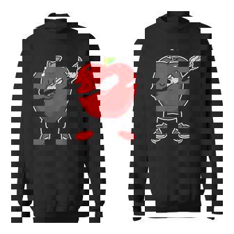 Fröhlicher Apfel Karikatur Schwarzes Sweatshirt, Lustiges Obstmotiv Tee - Seseable