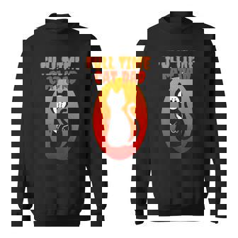 Full Time Cat Dad Cat Holding Bloody Knife Halloween Cat Dad Sweatshirt | Mazezy