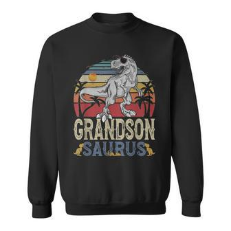 Fun Grandsonsaurus Rex Dinosaur Grandson Saurus Family Sweatshirt - Seseable