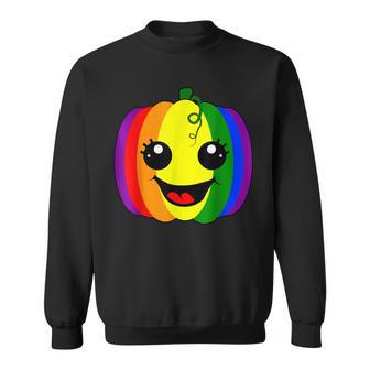 Fun Lesbian Gay Design Rainbow Pumpkin Pride Lgbt Halloween Men Women Sweatshirt Graphic Print Unisex - Thegiftio UK