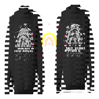 Funny 100Th Day Of 2Nd Grade Student Teacher Rainbow Leopard Men Women Sweatshirt Graphic Print Unisex - Thegiftio