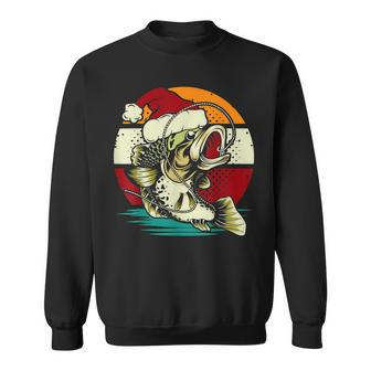 Funny Bass Fishing Santa Hat Christmas Pajama Fishermen Fish V3 Men Women Sweatshirt Graphic Print Unisex - Thegiftio UK