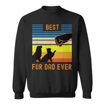 Funny Best Fur Dad Ever Vintage Retro Dog And Cat Owner V2 Sweatshirt - Seseable