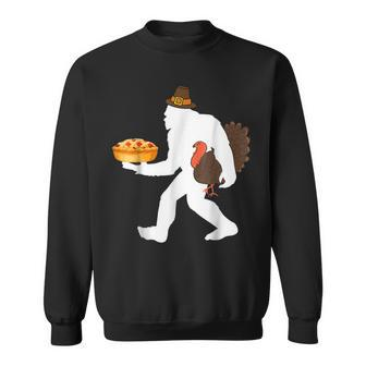 Funny Bigfoot Sasquatch Pilgrim Pie Turkey Thanksgiving Men Women Sweatshirt Graphic Print Unisex - Thegiftio UK