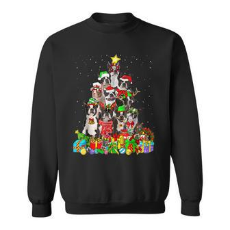 Funny Boston Terrier Dog Christmas Tree Lights Xmas Pajama Men Women Sweatshirt Graphic Print Unisex - Thegiftio UK