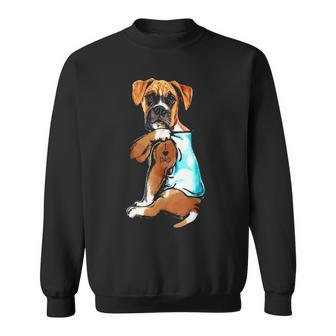 Funny Boxer Dog I Love Dad Tattoo Boxer Lover Gift Sweatshirt - Seseable