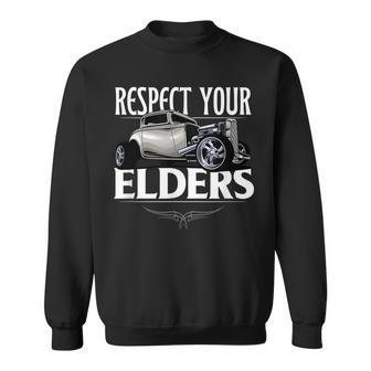 Funny Car Guy Classic Muscle Car Respect Your Elders Men Women Sweatshirt Graphic Print Unisex - Thegiftio UK