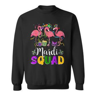 Funny Carnival Party Gift Three Flamingo Mardi Gras Squad Sweatshirt - Seseable