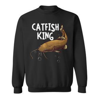 Funny Catfishing Design Men Dad Catfish King Fishing Hunters Sweatshirt | Mazezy