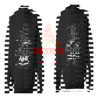 Funny Cheerful Gnome Buffalo Plaid Matching Family Christmas Men Women Sweatshirt Graphic Print Unisex - Thegiftio UK