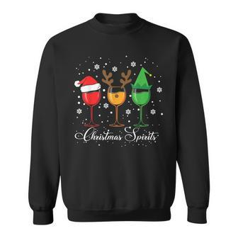 Funny Christmas Spirits Glasses Of Wine Xmas Holidays Party V22 Men Women Sweatshirt Graphic Print Unisex - Thegiftio UK
