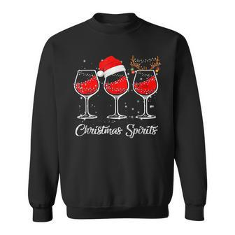 Funny Christmas Spirits Glasses Of Wine Xmas Holidays Party V32 Men Women Sweatshirt Graphic Print Unisex - Thegiftio UK