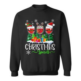 Funny Christmas Spirits Glasses Of Wine Xmas Holidays Party V33 Men Women Sweatshirt Graphic Print Unisex - Thegiftio UK