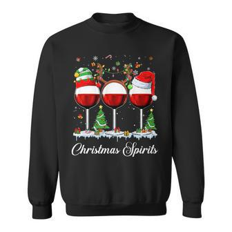 Funny Christmas Spirits Glasses Of Wine Xmas Holidays Party V38 Men Women Sweatshirt Graphic Print Unisex - Thegiftio UK