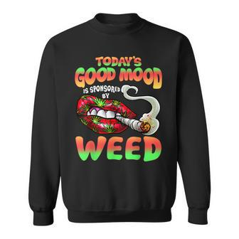 Funny Cool Sexy Lips Weed Cannabis Marijuana Leaves Smoking Sweatshirt | Mazezy