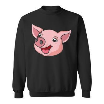 Funny Cute Pig Face Farm Adorable Pink Piglet Lover Farmer Sweatshirt - Seseable