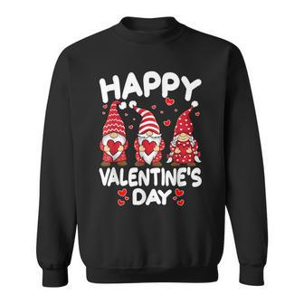 Funny Cute Three Gnomes Holding Hearts Happy Valentines Day Sweatshirt - Seseable