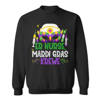 Funny Er Nurse Krewe Nursing Masks Mardi Gras Carnival Party Men Women Sweatshirt Graphic Print Unisex - Seseable