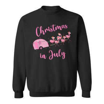 Funny Flamingo Pink Retro Camping Car Christmas In July V3 Men Women Sweatshirt Graphic Print Unisex - Thegiftio UK