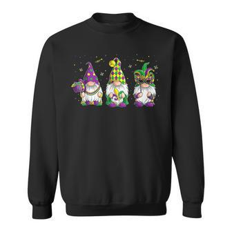Funny Gnomes Jester Beads & Mask Mardi Gras Gnomes Carnival Sweatshirt - Seseable