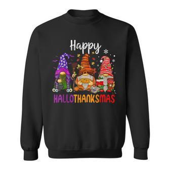 Funny Gnomes Lover Halloween Christmas Happy Hallothanksmas Men Women Sweatshirt Graphic Print Unisex - Thegiftio UK