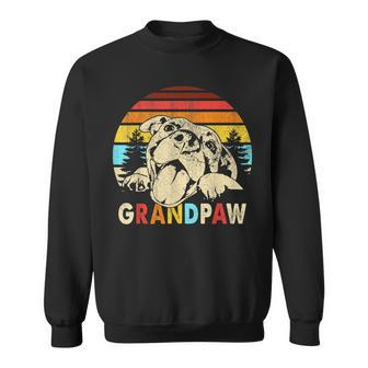 Funny Grandpaw Retro Vintage Pitbull Lovers Grandparents Day Sweatshirt - Seseable