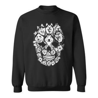 Funny Halloween Costume Skull Siberian Husky Dog Lover Sweatshirt - Thegiftio UK