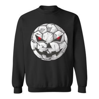 Funny Halloween Soccer Ball With A Pumpkin Face On It Soccer Men Women Sweatshirt Graphic Print Unisex - Thegiftio UK