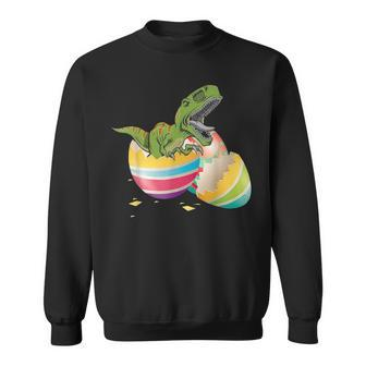 Funny Happy Easter T Rex Dinosaur Bunny Basket Eggs Gift V2 Sweatshirt - Seseable