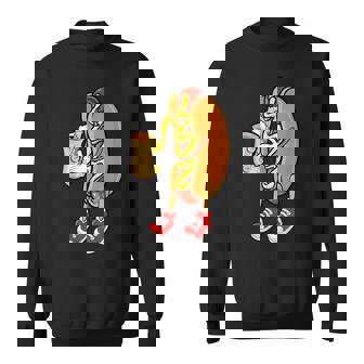Funny Hot Dog Saxophone Player Men Women Sweatshirt Graphic Print Unisex - Thegiftio UK