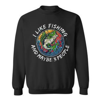 Funny I Like Fishing And Maybe 3 People Retro Graphic Sweatshirt - Seseable