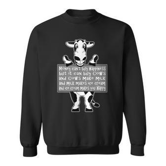 Funny Ice Cream Makes Me Happy Cow Men Women Sweatshirt Graphic Print Unisex - Seseable