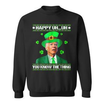 Funny Joe Biden Easter Confused St Patricks Day Shamrock Sweatshirt - Seseable