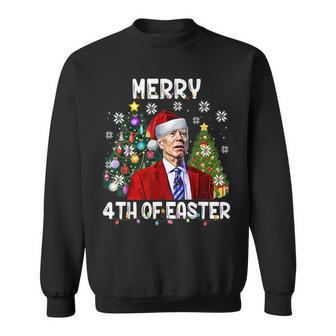 Funny Joe Biden Happy 4Th Of Easter Ugly Christmas Xmas Tree Men Women Sweatshirt Graphic Print Unisex - Seseable