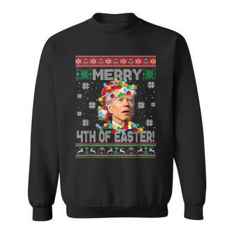 Funny Joe Biden Merry 4Th Of Easter Christmas Ugly Sweater Men Women Sweatshirt Graphic Print Unisex - Seseable