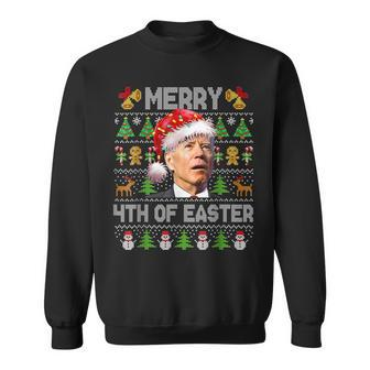 Funny Joe Biden Merry 4Th Of Easter Ugly Christmas Sweater T V2 Men Women Sweatshirt Graphic Print Unisex - Seseable