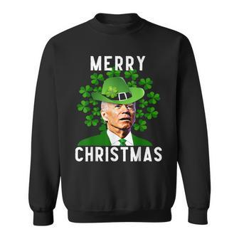 Funny Joe Biden Merry Christmas Confused St Patricks Day V2 Men Women Sweatshirt Graphic Print Unisex - Seseable