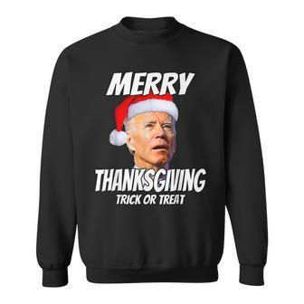 Funny Joe Biden Merry Thanksgiving Trick Or Treat Men Women Sweatshirt Graphic Print Unisex - Seseable