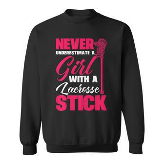 Funny Lacrosse Player A Girl With A Lacrosse Stick Sweatshirt | Mazezy