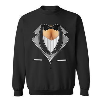 Funny Ladies Cleavage Tuxedo Party Special Mardi Gras Men Women Sweatshirt Graphic Print Unisex - Thegiftio UK