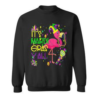 Funny Mardi Gras Flamingo Mardi Gras Yall Beads Mask Gifts Sweatshirt - Seseable