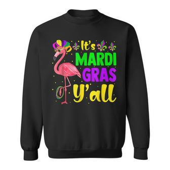 Funny Mardi Gras Flamingo Mardi Gras Yall Beads Mask V2 Sweatshirt - Seseable